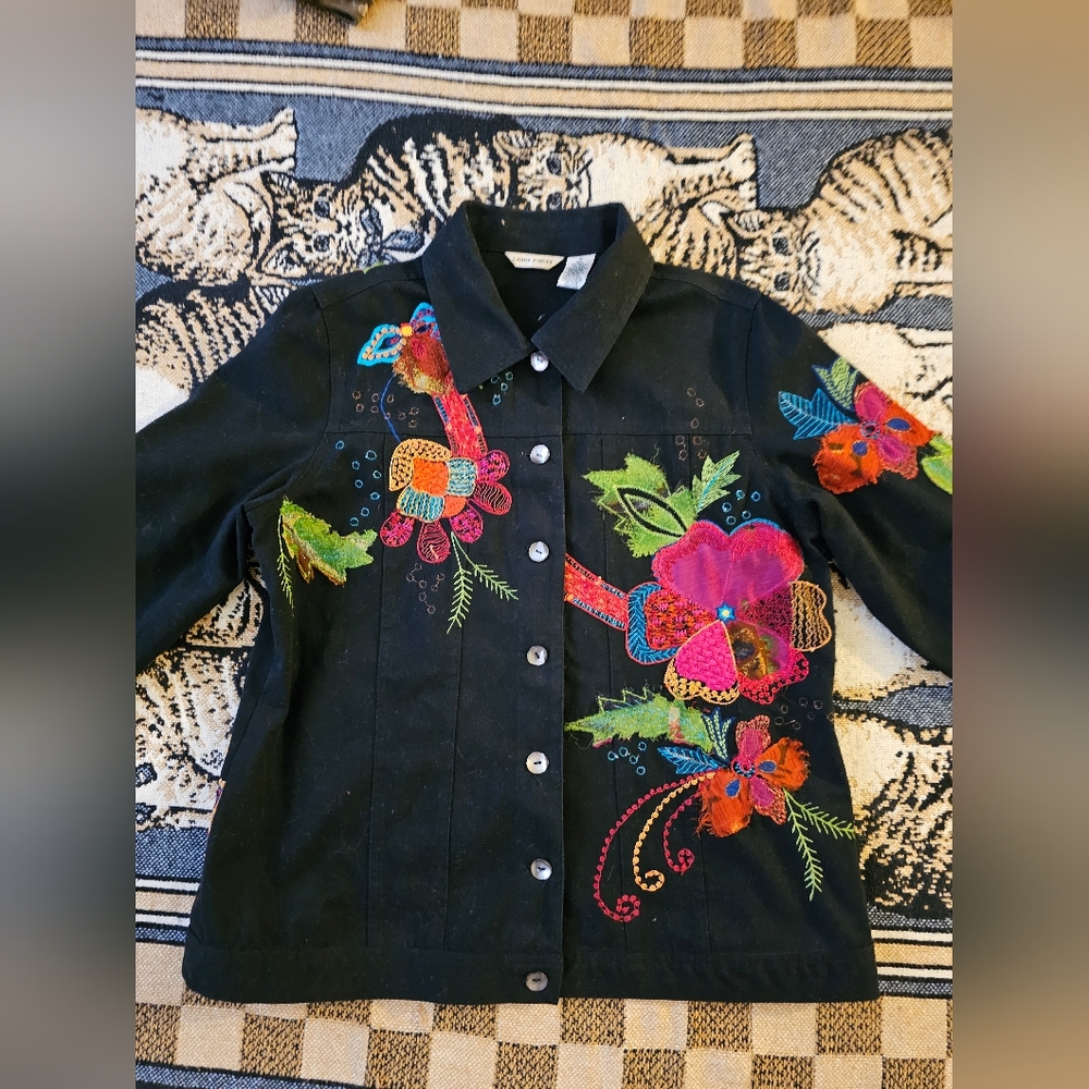 Laura Ashley Shacket Button-Down Top Patchwork Fl… - image 2